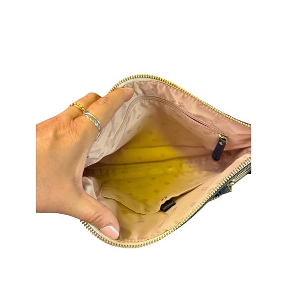 Kate Spade Polly Medium Crossbody Bag Pebbled Leather Blush White Navy Strap - Picture 6 of 11